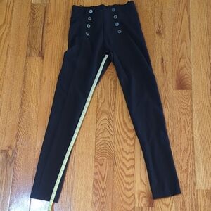 Mine Black Pull On Trousers with Button Detail